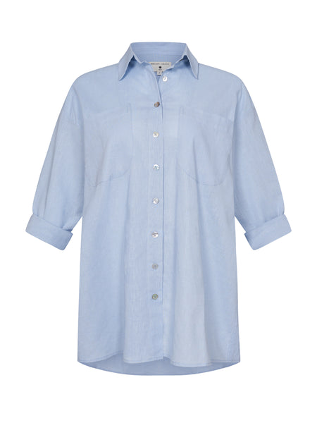 Alaró Shirt Dress in ice blue | Melani Gibson Resort