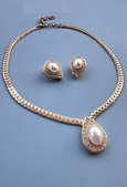 SOLD Vintage Christian Dior Pear Shape Faux Pearl Necklace & Earring Set