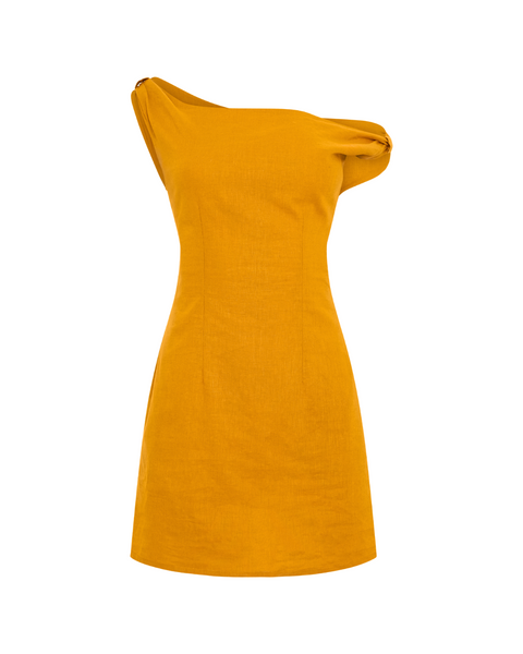 Coogee Mini Dress in Golden Yellow | Melani Gibson Resort