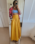 Noosa Maxi Flare Skirt in golden yellow | Melani Gibson Resort