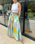 Noosa Maxi Flare Skirt in Pastel Geometric | Melani Gibson Resort