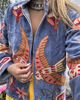 Cotton Velvet Jacket - Light blue
