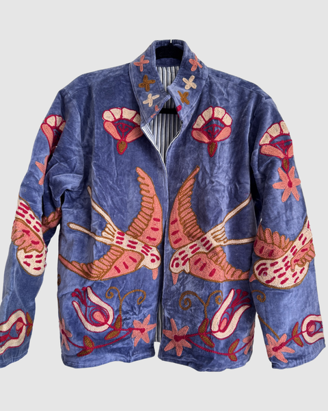 Cotton Velvet Jacket - Light blue