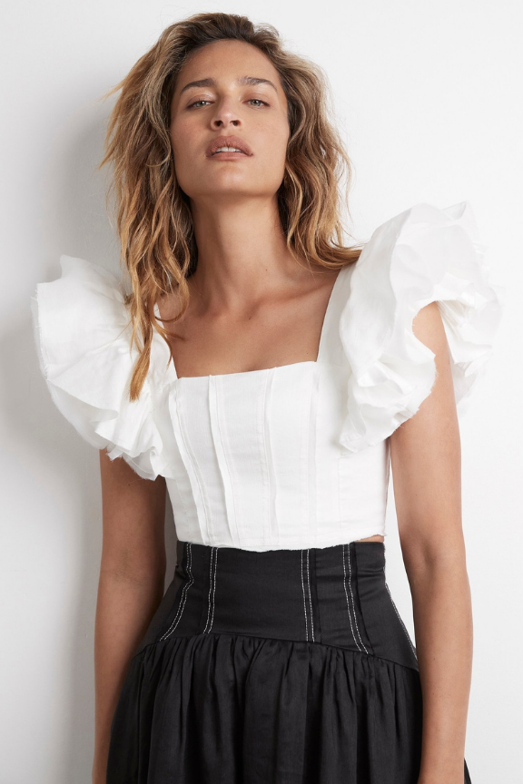 cropped frill top